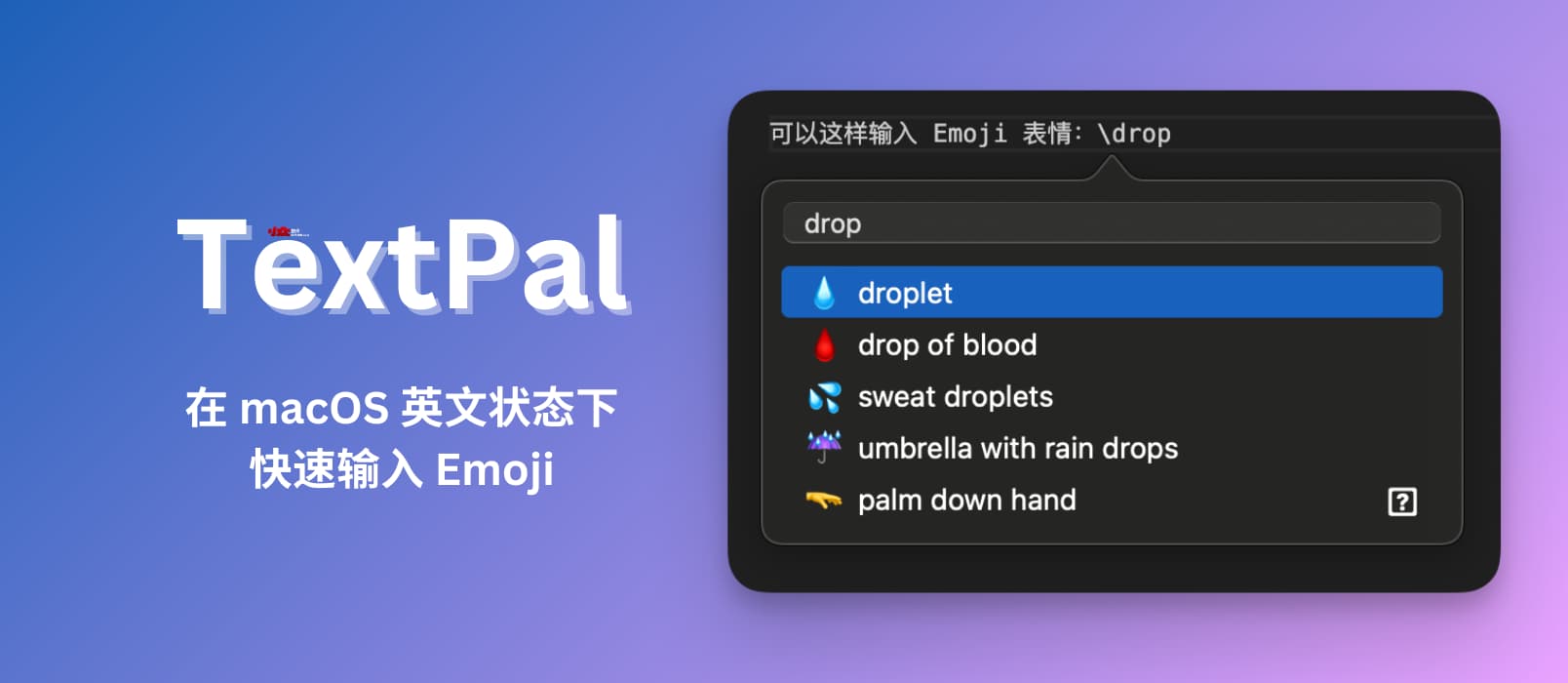 TextPal – 在 macOS 英文输入法状态下，快速输入 Emoji 表情