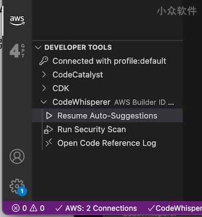 亚马逊 AI 编程助手 CodeWhisperer 免费对个人用户开放，提供不限量的代码建议，类似 GitHub Copilot 2