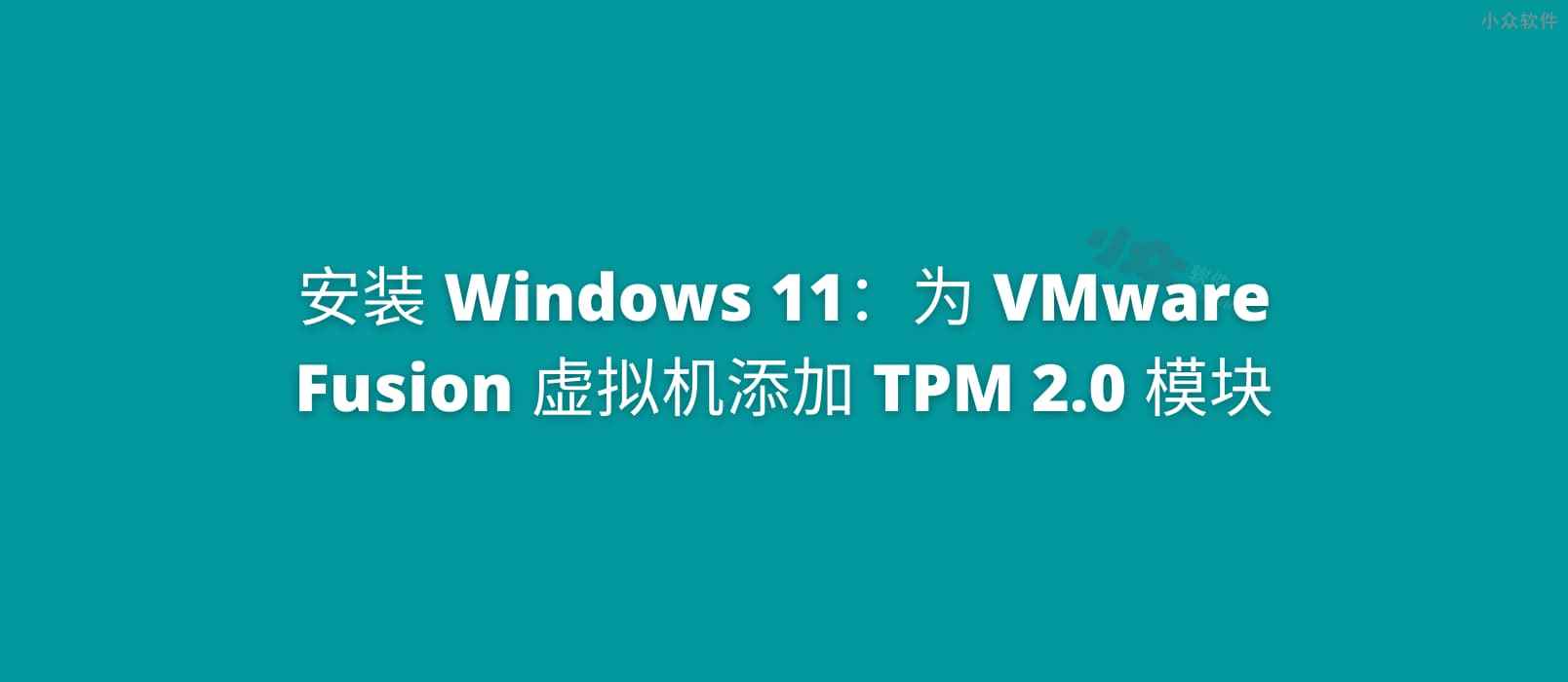 为 VMware Fusion 虚拟机添加 TPM 2.0 模块，安装 Windows 11