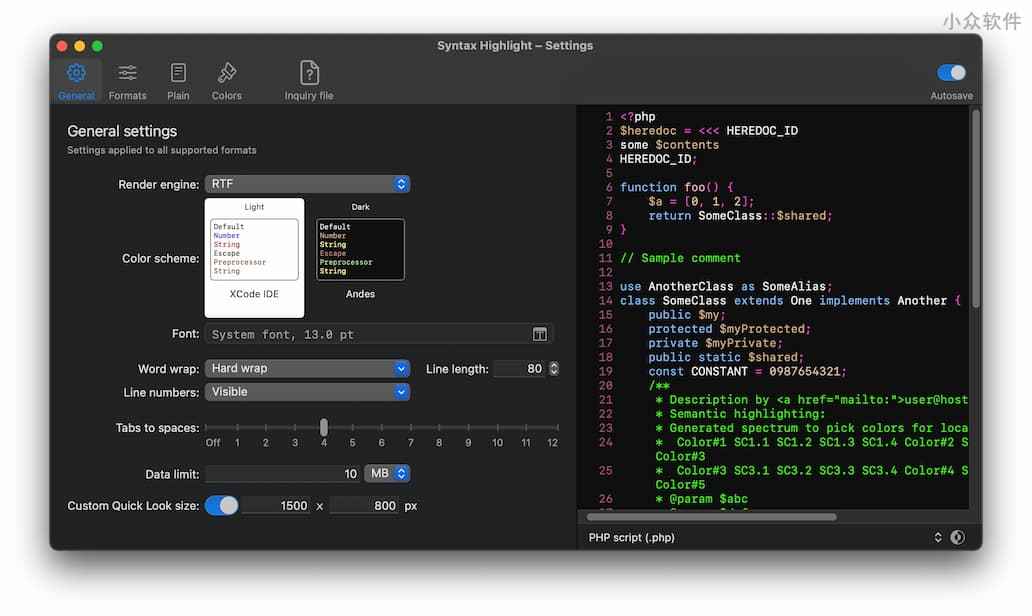 Syntax Highlight - 为 macOS 快速查看添加代码高亮功能，支持 100+ 格式 1