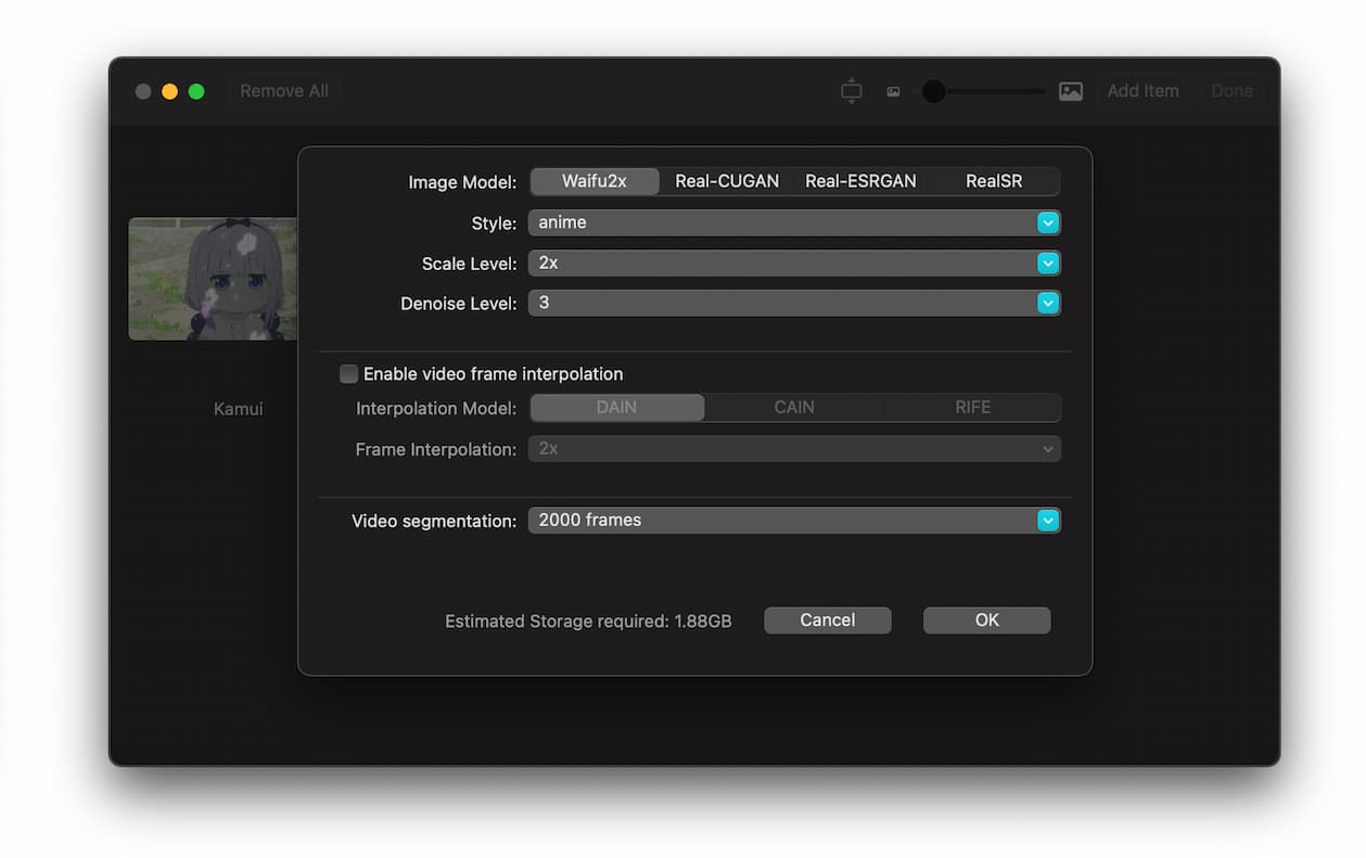 waifuExtension - Mac 上的 waifu2x，用机器学习放大视频和图像，拥有图形界面，支持 Real-ESRGAN 模型 2