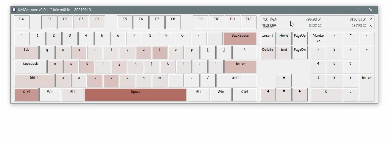 KMCounter - 键盘热力图，统计鼠标与键盘使用情况[Windows] 2
