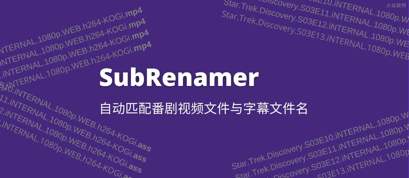 SubRenamer - 字幕批量重命名，自动匹配视频文件与字幕文件[Windows]