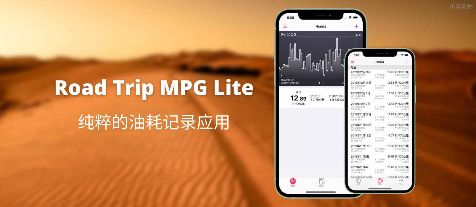 Road Trip MPG Lite – 纯粹的油耗记录应用[iPhone]