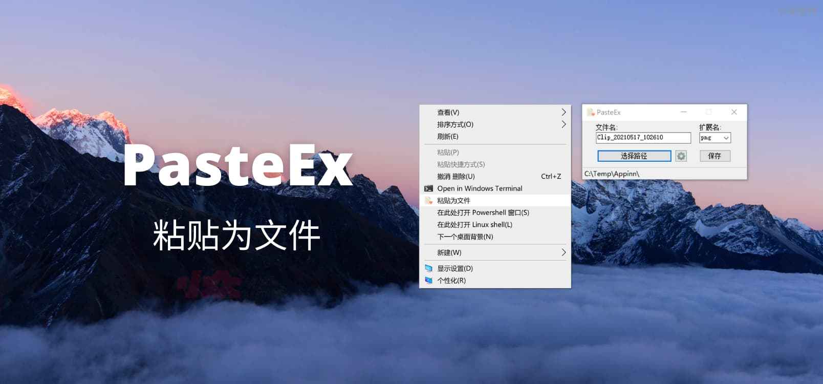 PasteEx - 把剪贴板的内容粘贴为文件，支持 txt、html、png、jpg 等格式[Win]