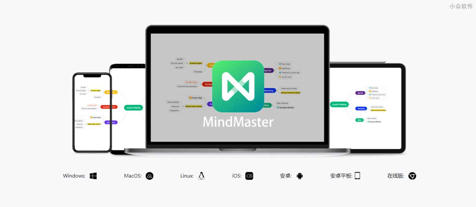 MindMaster 思维导图 – 支持 PC+APP+Web+小程序全平台，拥有 10W+ 导图作品！