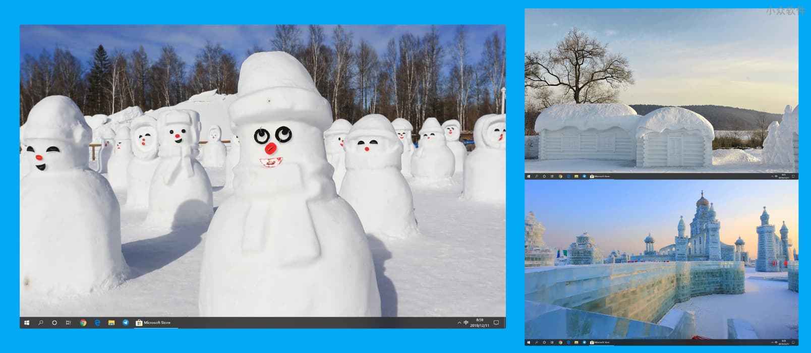 Snow Sculptures - 14 幅图像的 Windows 10 冬日雪景主题，微软官方主题 1