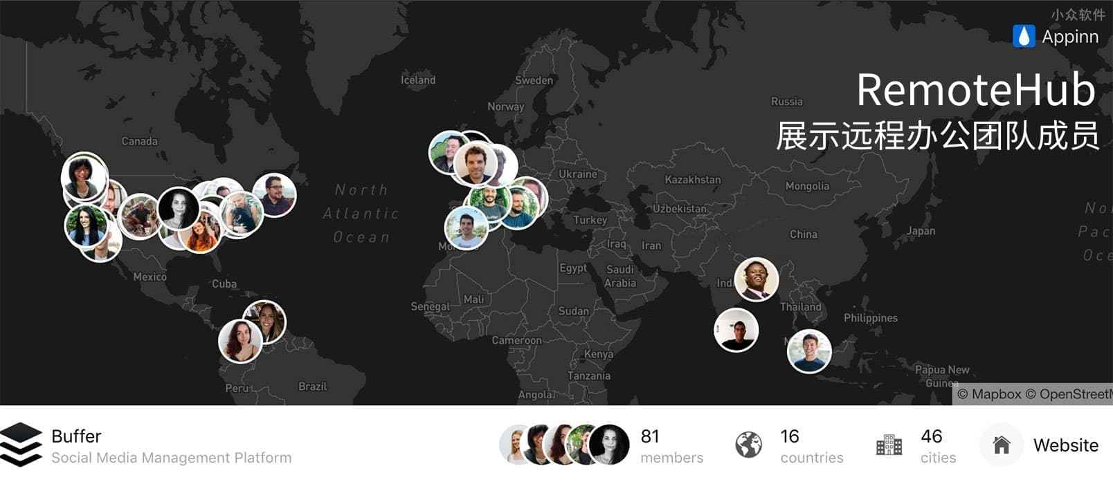 RemoteHub – 在地图上显示远程团队成员时区和天气
