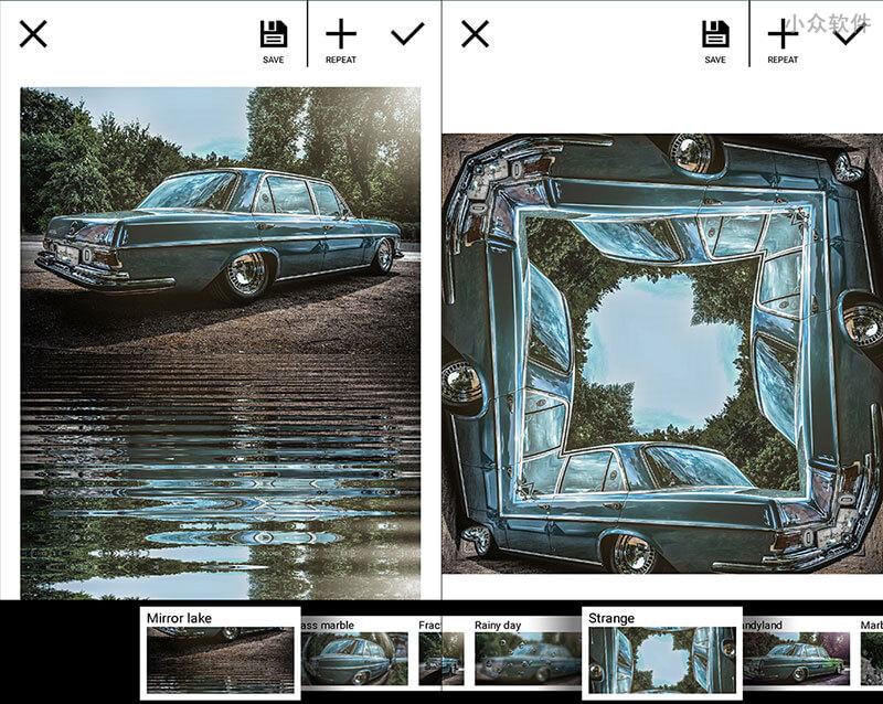 Mirror Lab - 比滤镜好玩，湖面、万花筒、水波纹般的照片效果 [Android 精选] 2