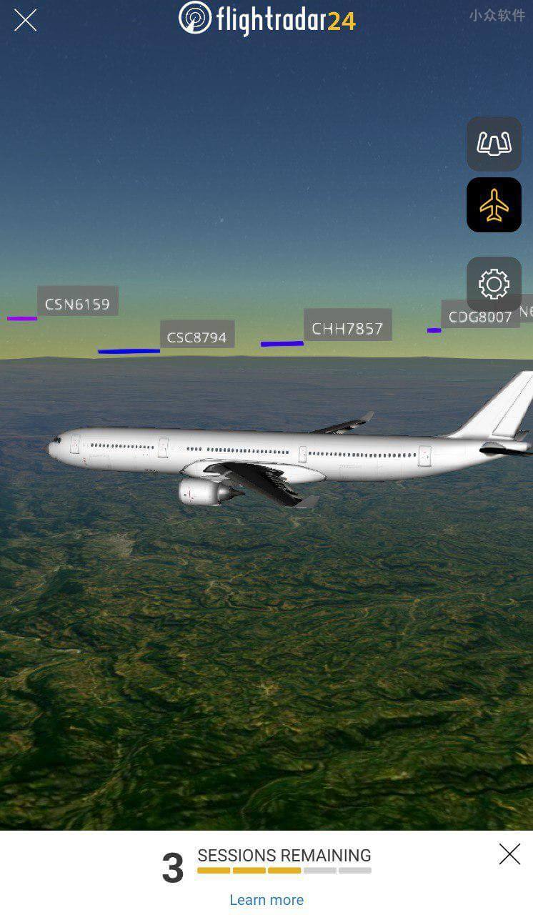 Flightradar24 - 用摄像头（AR）对着天空扫飞机，实时查看航班信息[iOS/Android] 2