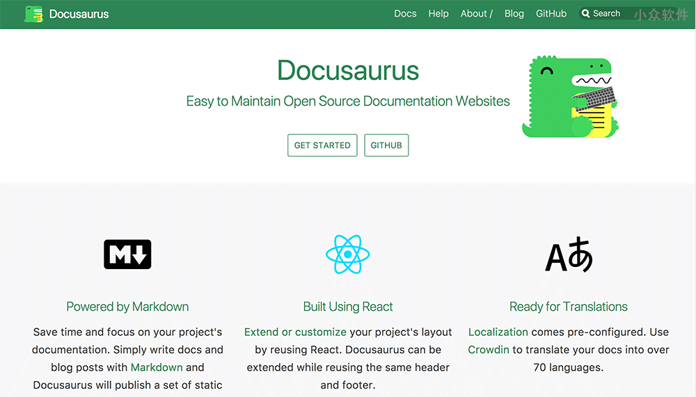 Docusaurus - 5 分钟为开源项目创建一个静态网站，文档、API 一应俱全 1