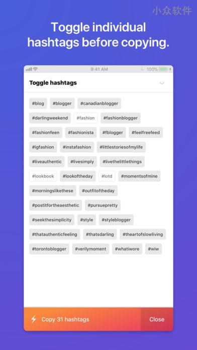 Jetpack Hashtag Assistant - 帮 Instagram 网红快速添加海量标签 Hashtag [iPhone] 4
