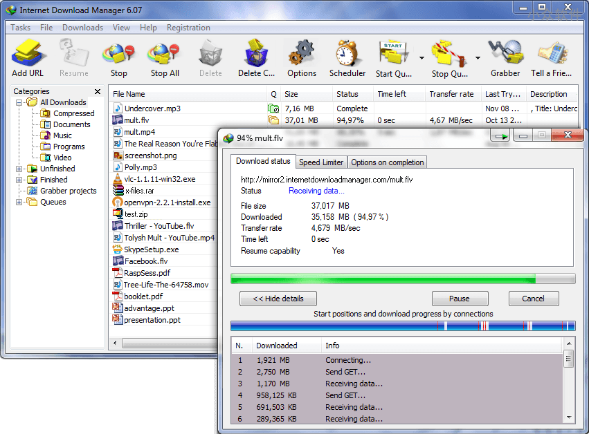 Windows 上的下载工具，选这个就对了：Internet Download Manager 1