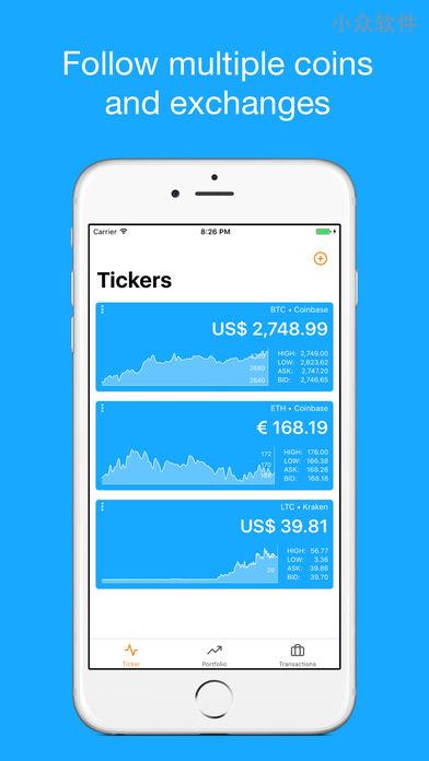 Bitfolio - 支持 6 家国外交易所的「虚拟币行情」追踪与资产记录应用 [iPad/iPhone] 2