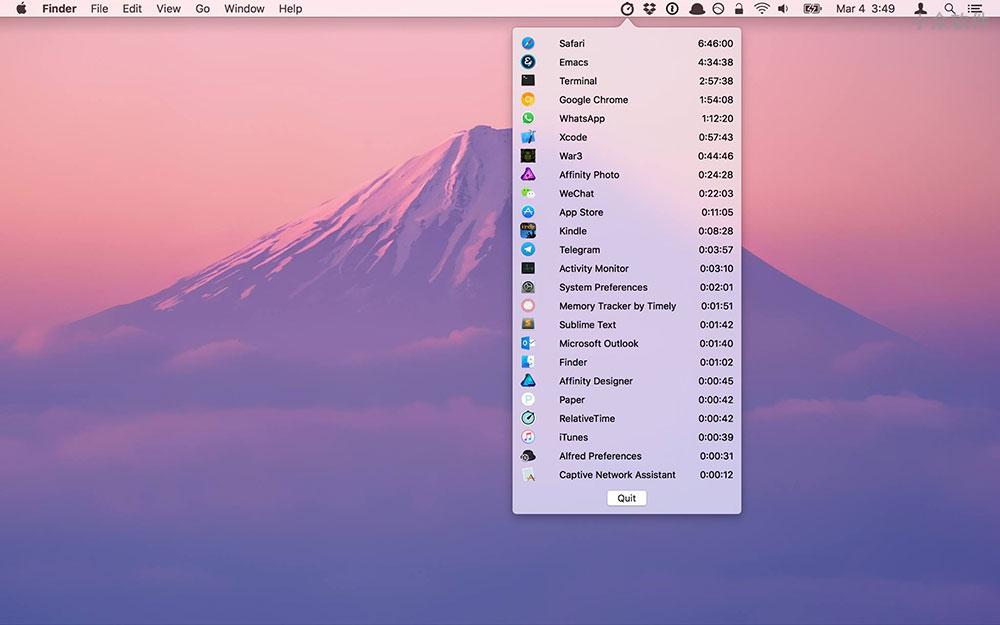 Relative Time – 追踪 macOS 上每一款应用的运行时间