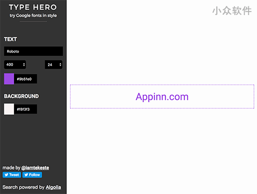 TYPE HERO – 在线测试线上字体（Google fonts）样式