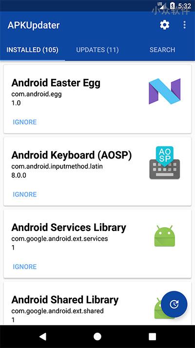 APKUpdater – 检查更新 Android 手机中的已安装应用