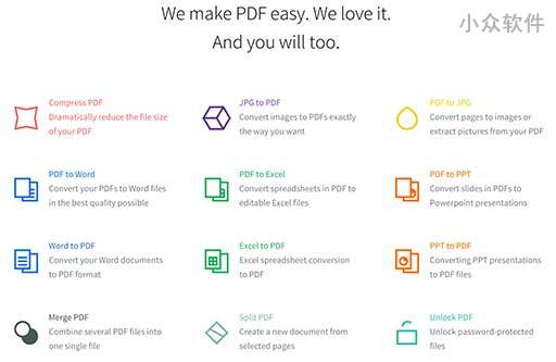 Smallpdf – 在线 PDF 处理合集[Web]