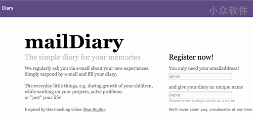 mailDiary – 支持导入 OhLife 数据的日记服务[Web]