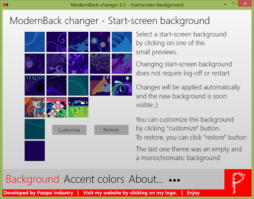 ModernBack changer – 自定义Win8开始屏背景图片