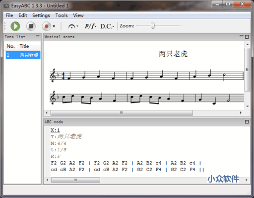 EasyABC – 通过 ABC记谱法进行打谱与 MIDI 制作工具