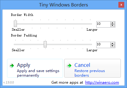 Tiny Windows Borders – 修改 Windows 8 窗口边框