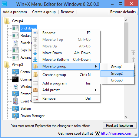 Win+X Menu Editor – Win8 的快捷菜单编辑器