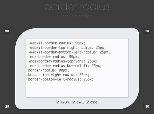 Border Radius – 在线生成 CSS3 圆角代码[Web]
