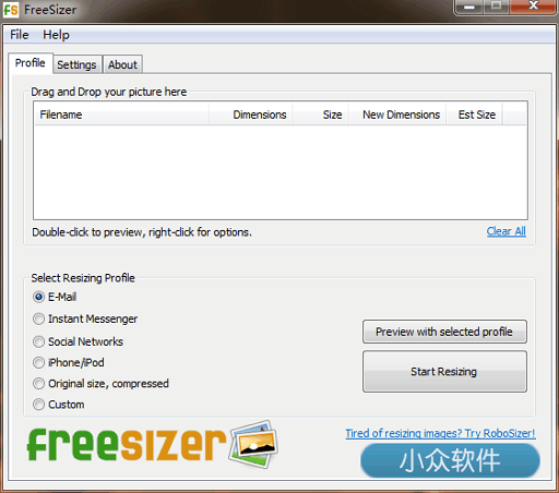 FreeSizer – 傻瓜型图片尺寸压缩工具