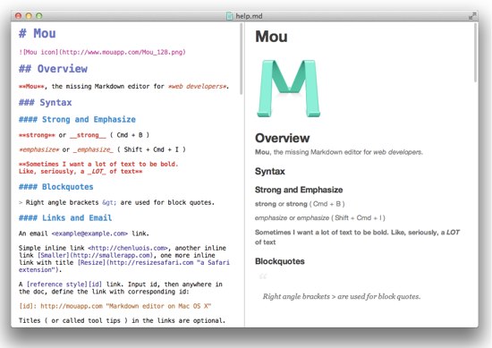 Mou – Markdown 语言编辑器 [Mac]