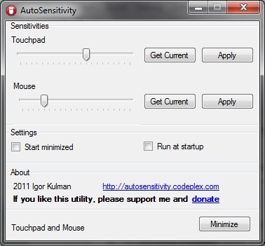 AutoSensitivity – 鼠标触摸板分别设速