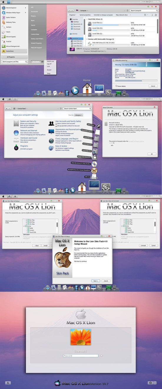 Lion Skin Pack – Windows 变装 Mac 狮子主题