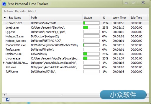 Free Time Tracker – 跟踪程序时间