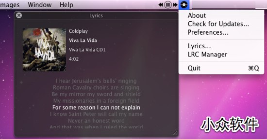 MyTunesControllerPlus – iTunes 歌词助手[Mac]