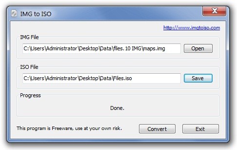 IMG to ISO – 小巧的镜像文件转换软件