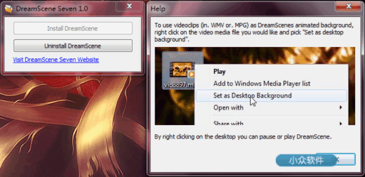 DreamSceneSeven – 设置视频为 Windows7 壁纸