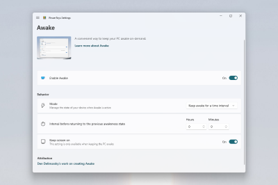 PowerToysAwake 屏幕截图。