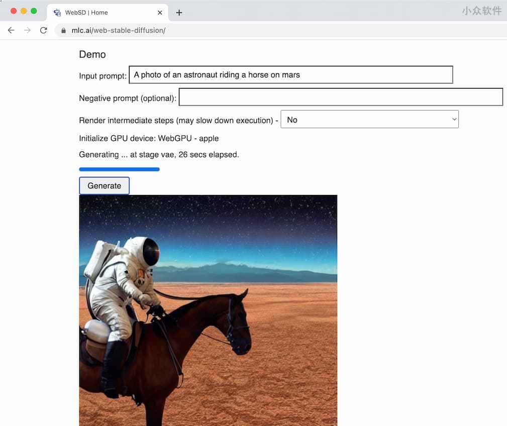 StableDiffusion WebGPU - 在浏览器里运行 AI 绘图软件，「只」需要8GB内存 3