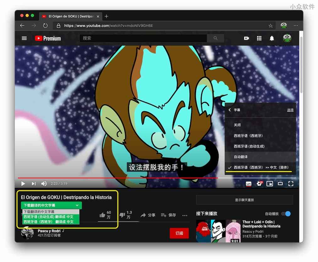 如何下载 YouTube 为视频自动生成并翻译为中文的字幕文件[Chrome] 2
