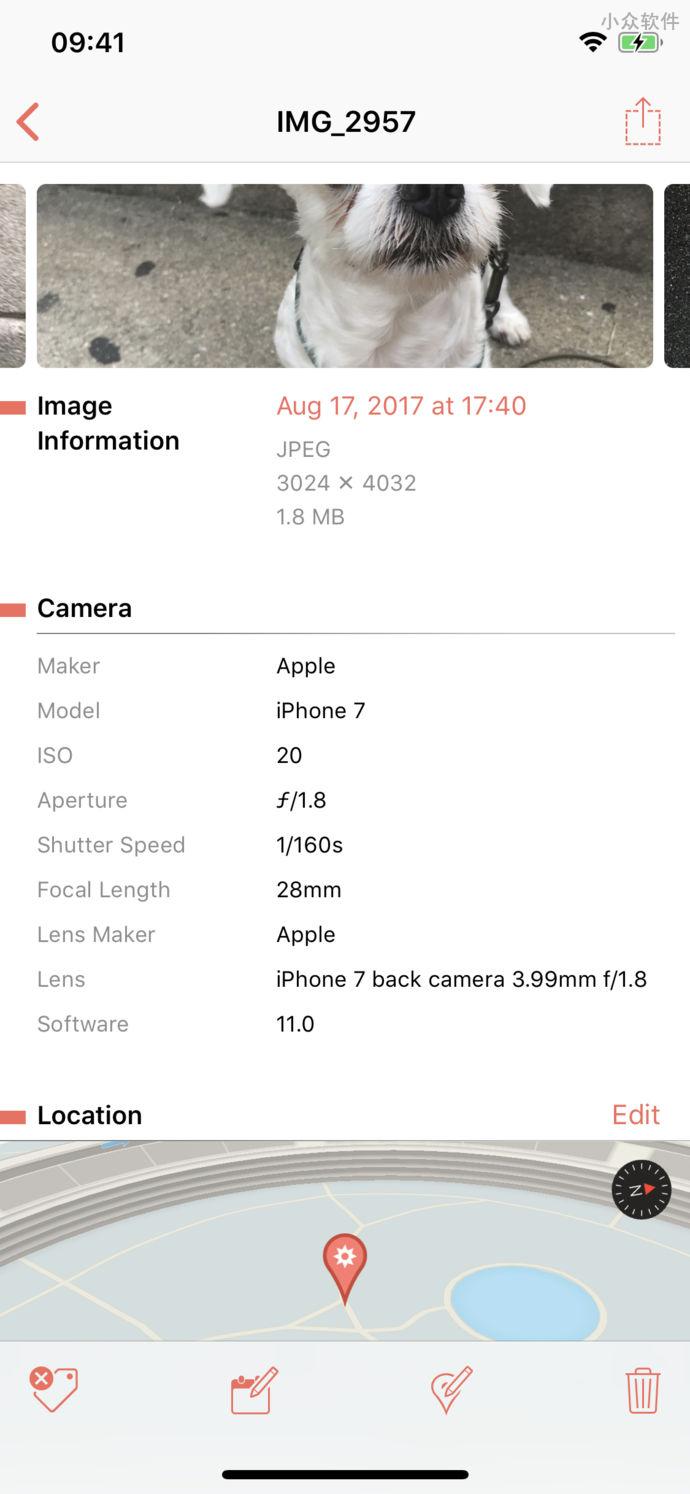 Metapho - 简单而干净的 iOS 照片 EXIF 信息查看/编辑工具 2