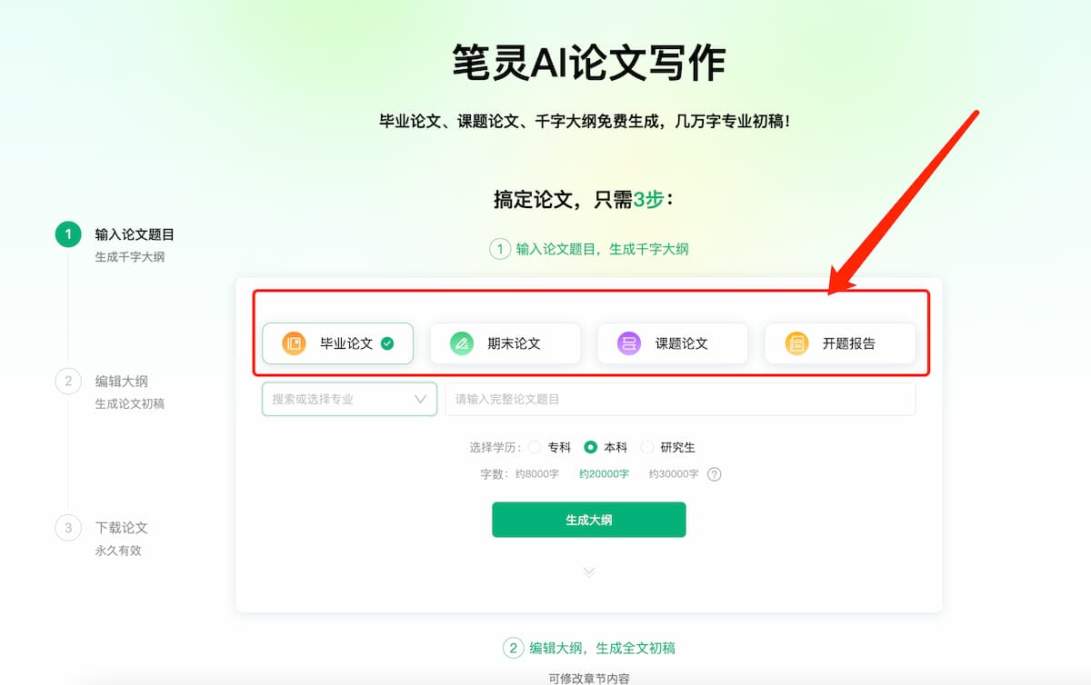 AI三步生成万字论文，提供免费论文大纲！ 5