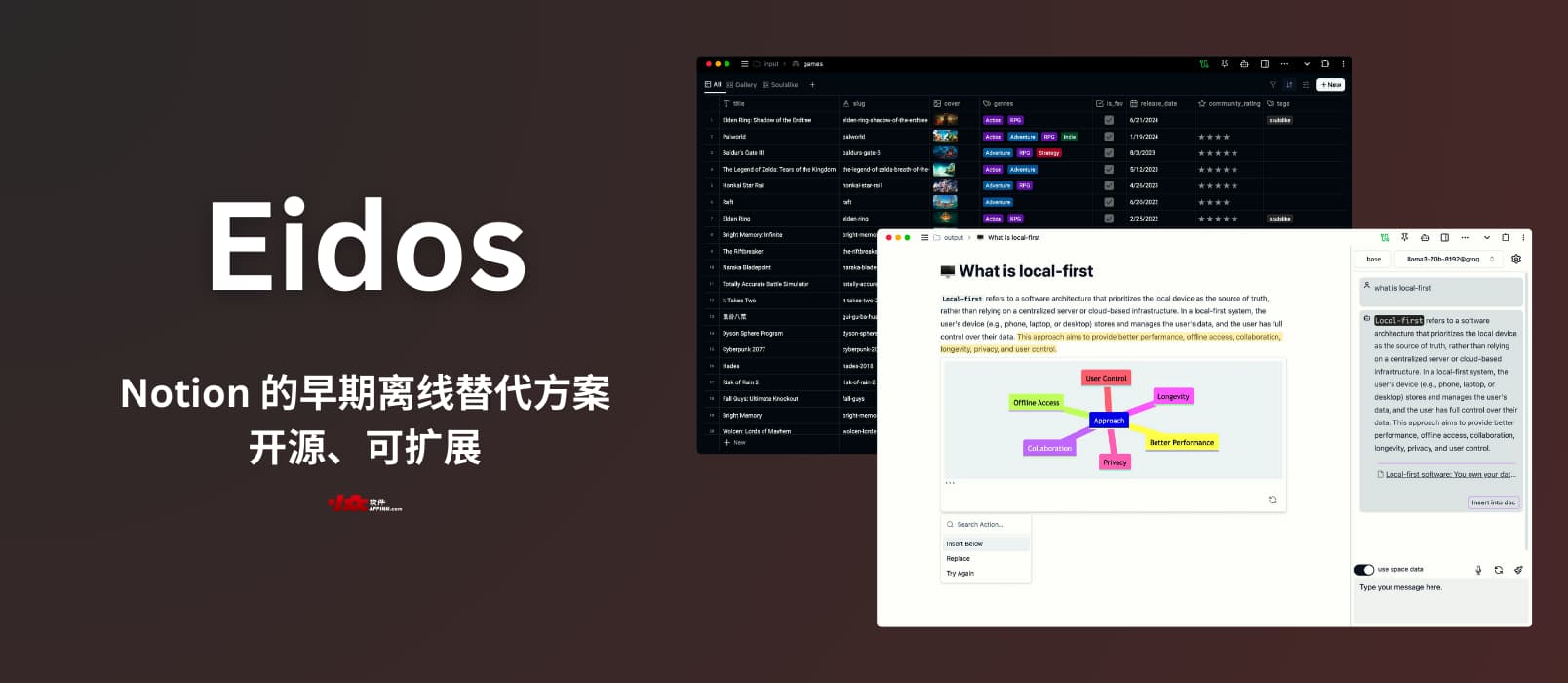 Eidos – Notion 的早期离线替代方案：开源、可扩展，在一处管理你的所有个人数据